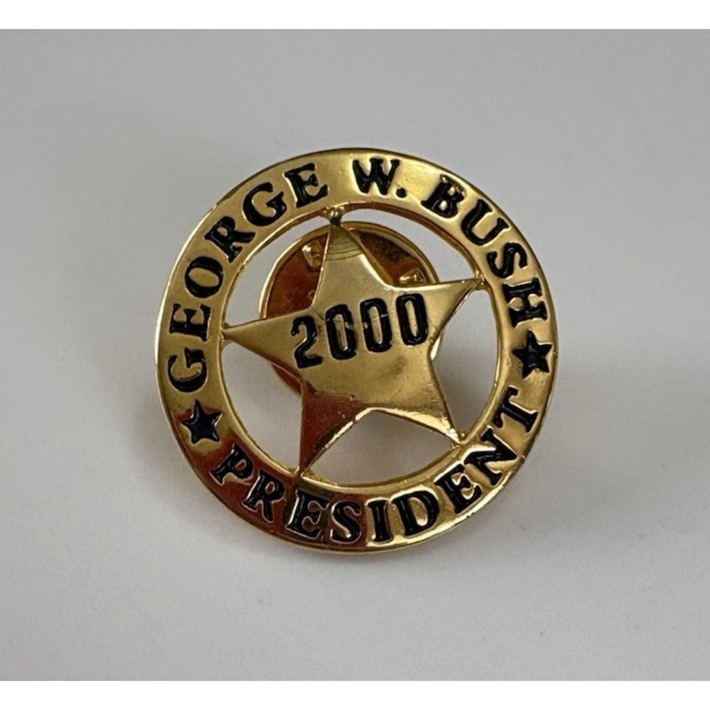 George W Bush 2000 President Campaign Lapel Pin Gold Color Republican Taiwan